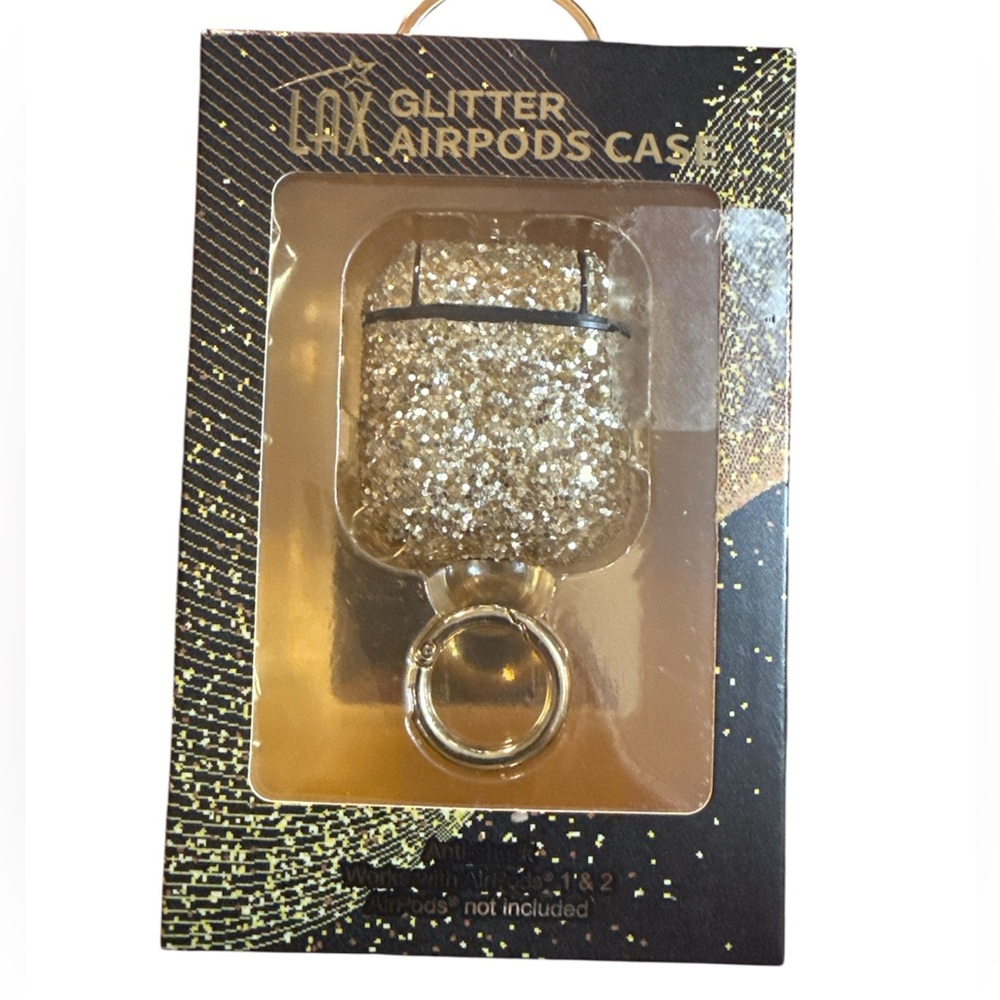 Silver Glitter AirPods Case with Metal Ring